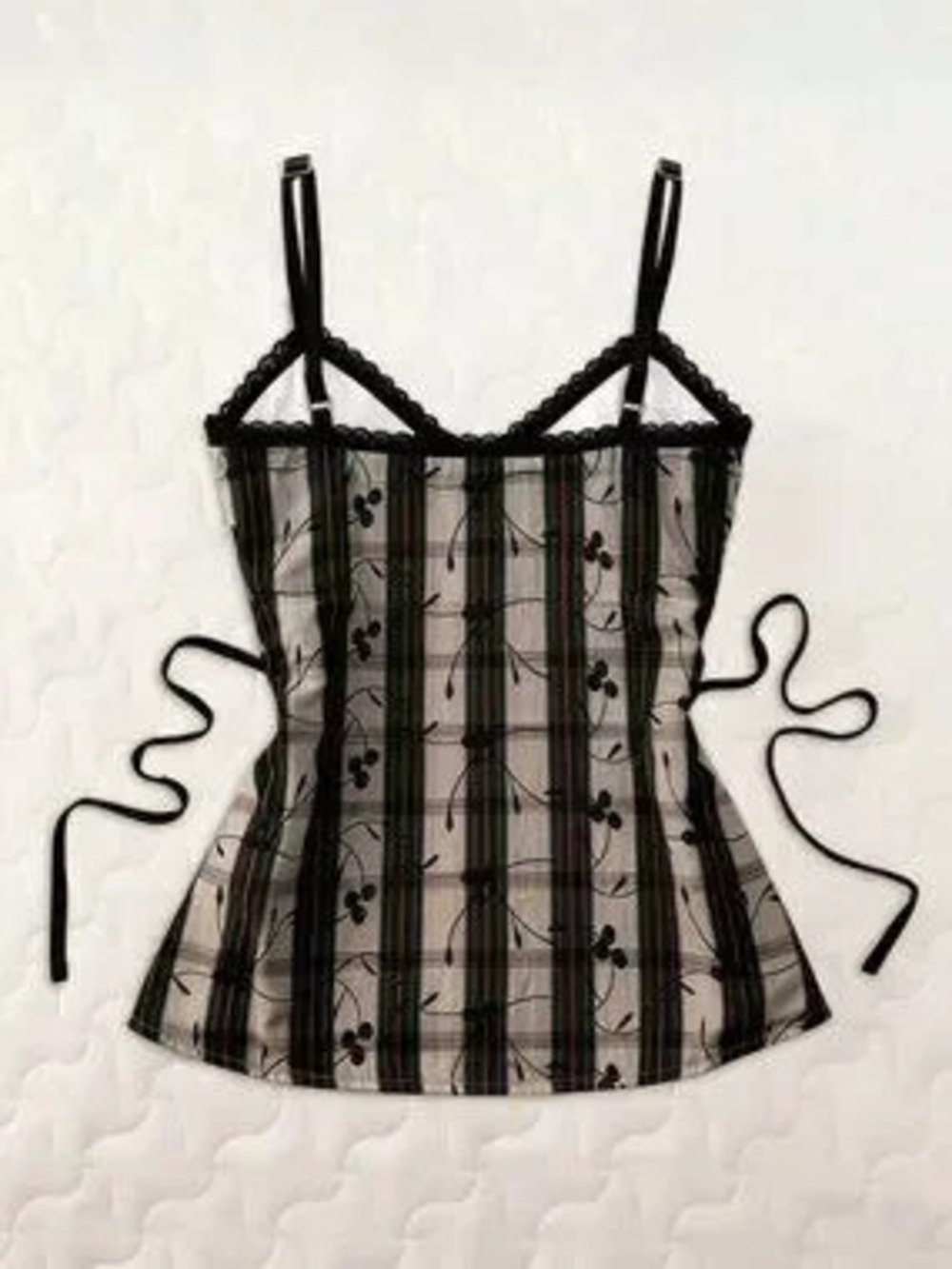 ZARA Multicolor Casual Women's Plaid Cherry Print Camisole Top